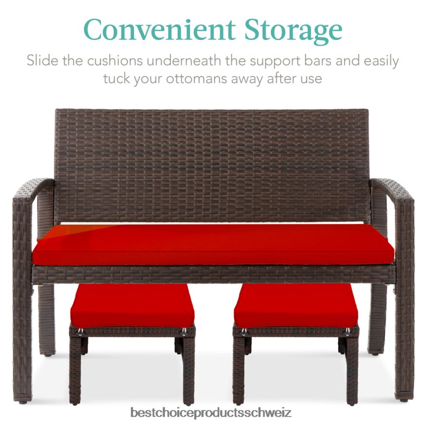 Best Choice Products Set aus 2 Mehrzweckhockern aus Korbgeflecht mit abnehmbaren Kissen, Stahlrahmen rotbraun 2JD022917