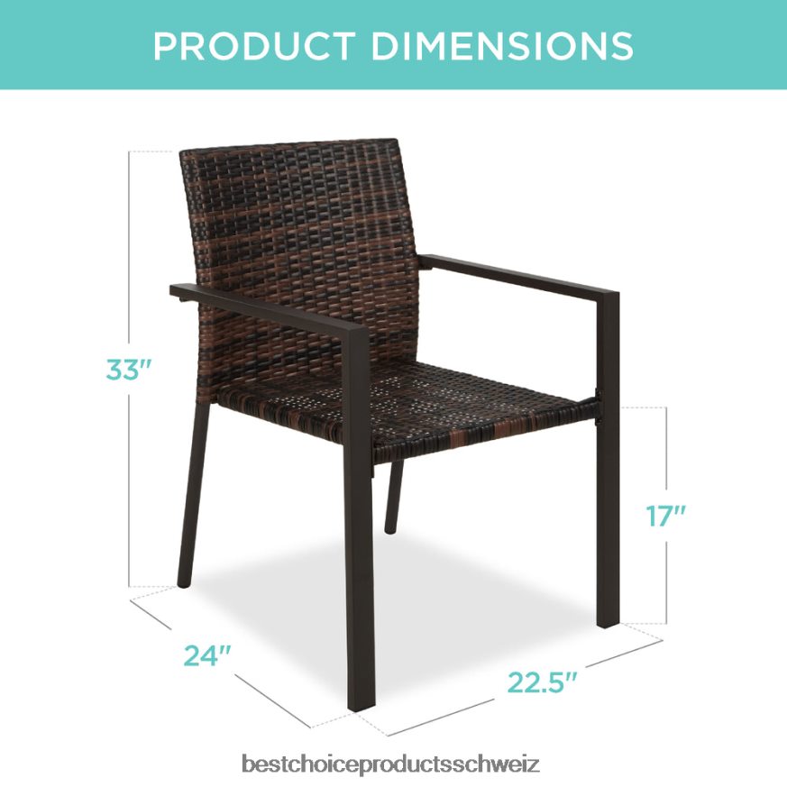 Best Choice Products Set aus 2 stapelbaren Korbstühlen mit Armlehnen, Akzentmöbel aus Stahl braun 2JD022401