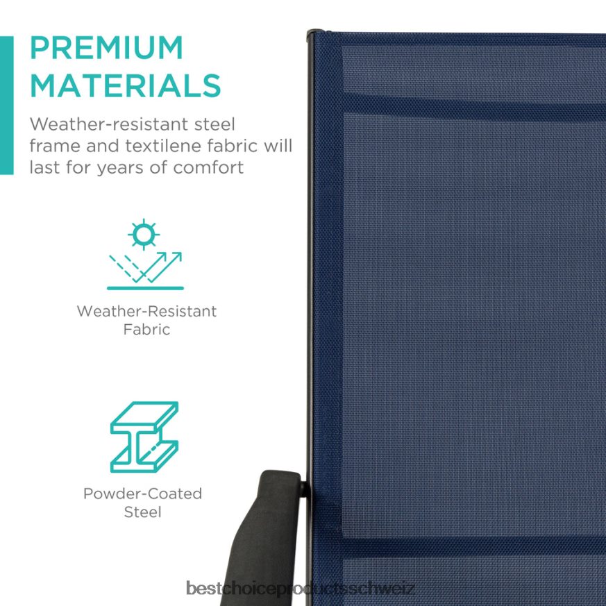 Best Choice Products Set bestehend aus 2 Chaiselongues für den Außenbereich mit rostbeständigem Rahmen Marine 2JD022826