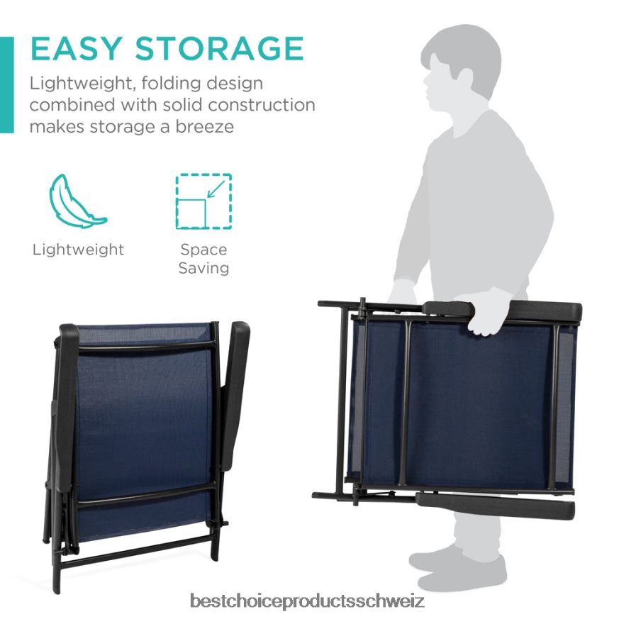 Best Choice Products Set bestehend aus 2 Chaiselongues für den Außenbereich mit rostbeständigem Rahmen Marine 2JD022826