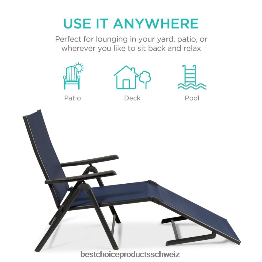 Best Choice Products Set bestehend aus 2 Chaiselongues für den Außenbereich mit rostbeständigem Rahmen Marine 2JD022826