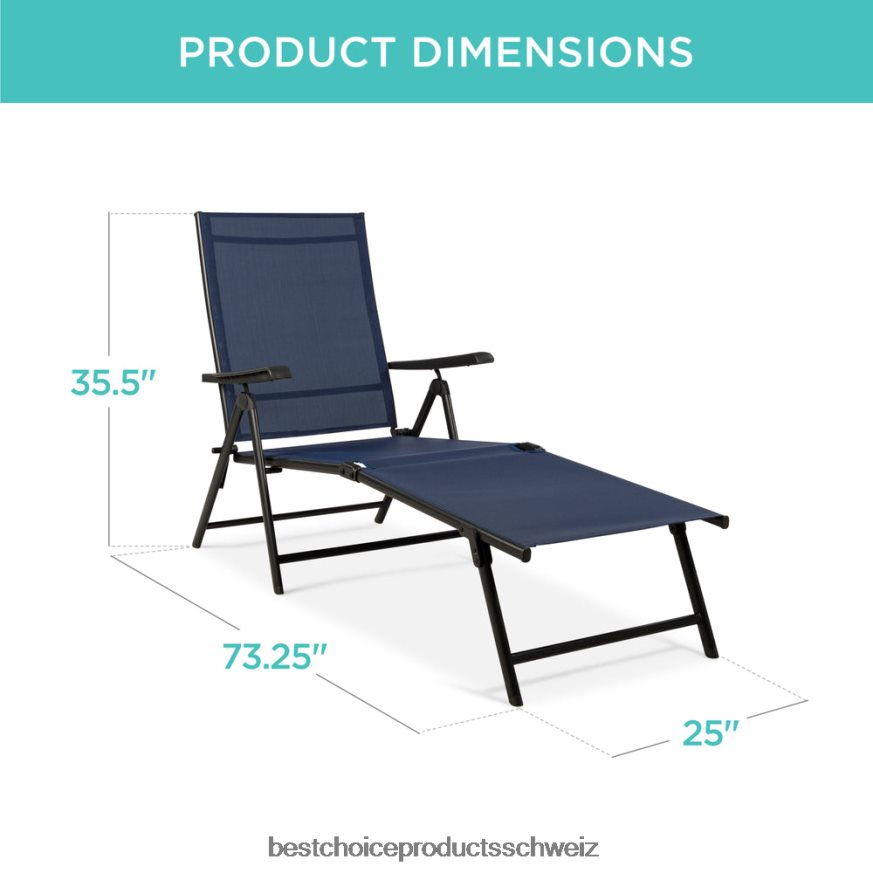 Best Choice Products Set bestehend aus 2 Chaiselongues für den Außenbereich mit rostbeständigem Rahmen Marine 2JD022826