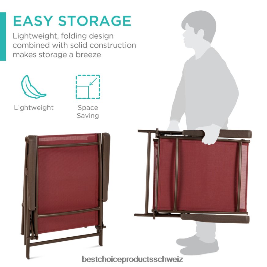 Best Choice Products Set bestehend aus 2 Chaiselongues für den Außenbereich mit rostbeständigem Rahmen Rot 2JD022828