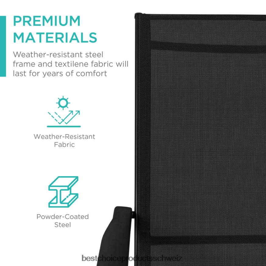 Best Choice Products Set bestehend aus 2 Chaiselongues für den Außenbereich mit rostbeständigem Rahmen Schwarz 2JD022829