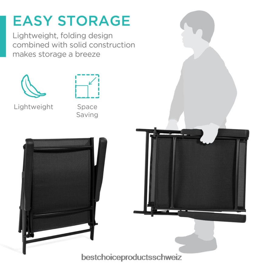 Best Choice Products Set bestehend aus 2 Chaiselongues für den Außenbereich mit rostbeständigem Rahmen Schwarz 2JD022829