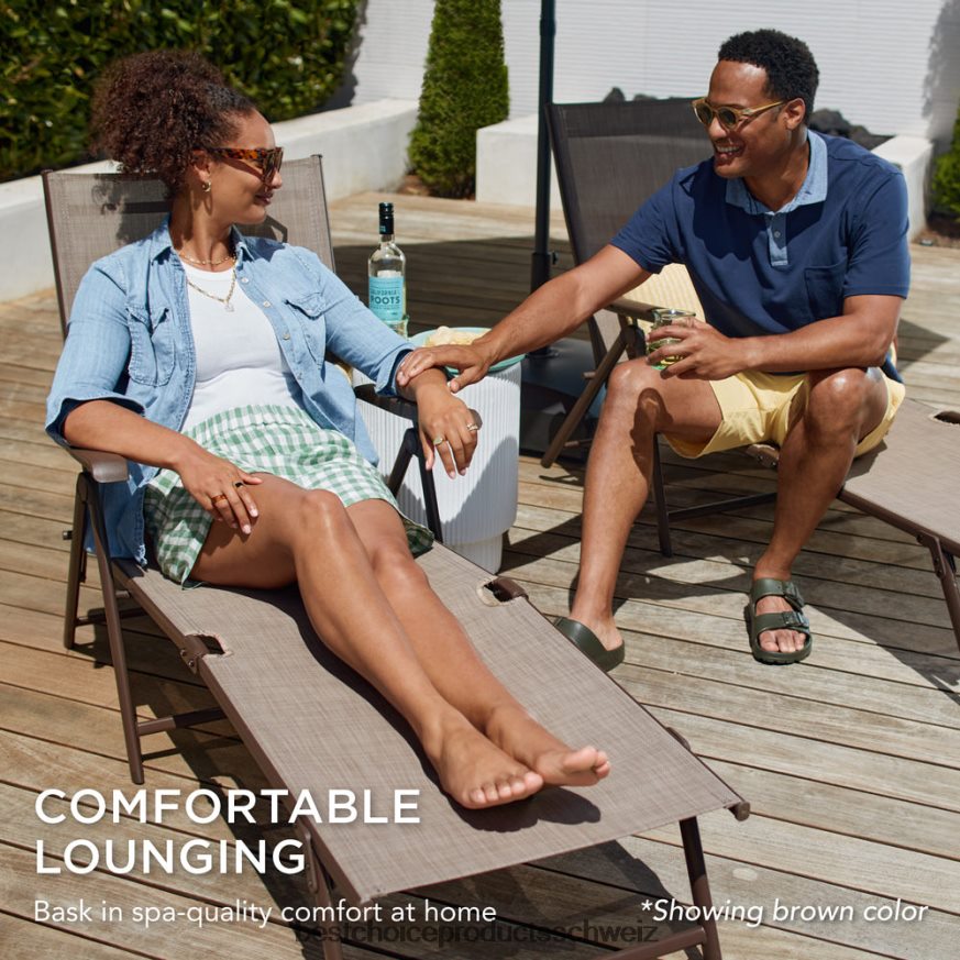 Best Choice Products Set bestehend aus 2 Chaiselongues für den Außenbereich mit rostbeständigem Rahmen Schwarz 2JD022829