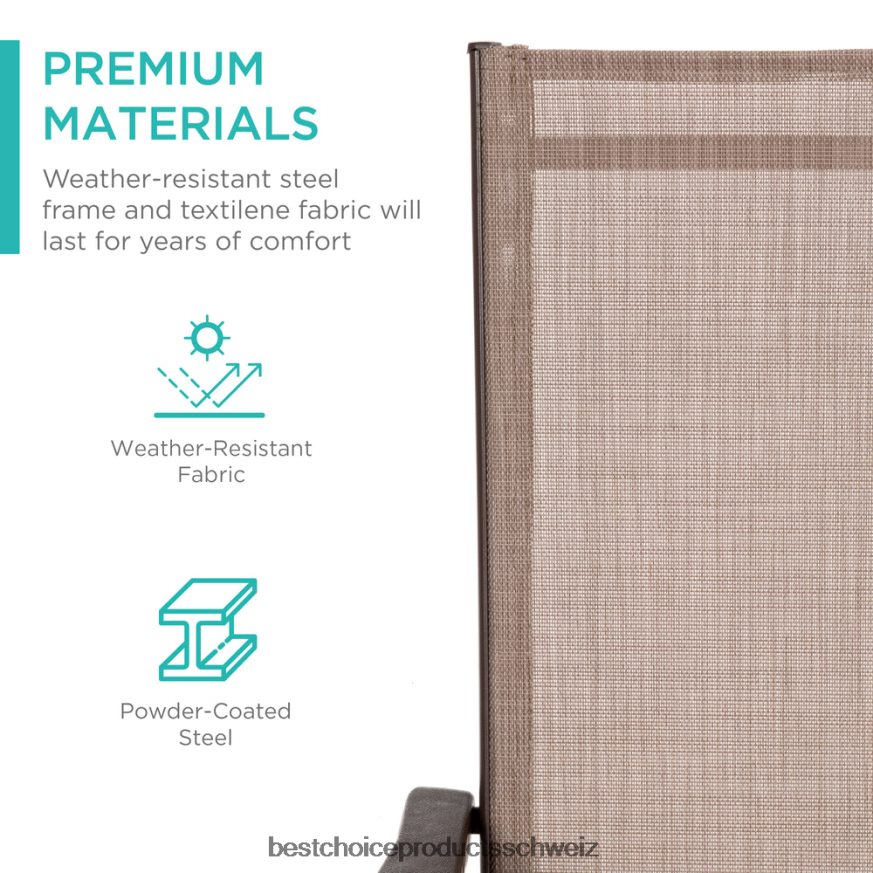 Best Choice Products Set bestehend aus 2 Chaiselongues für den Außenbereich mit rostbeständigem Rahmen braun 2JD022824