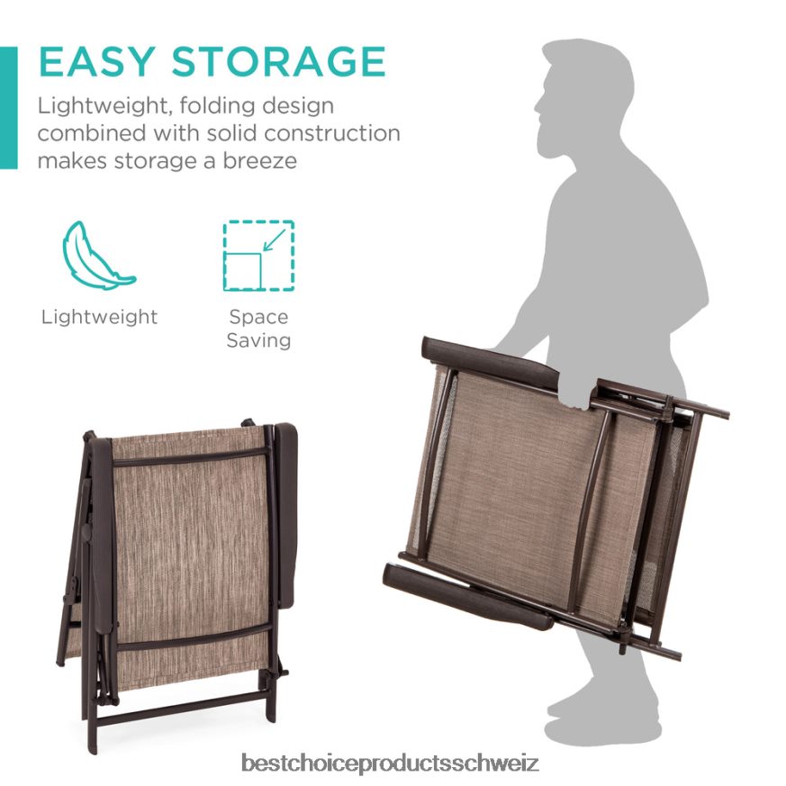 Best Choice Products Set bestehend aus 2 Chaiselongues für den Außenbereich mit rostbeständigem Rahmen braun 2JD022824