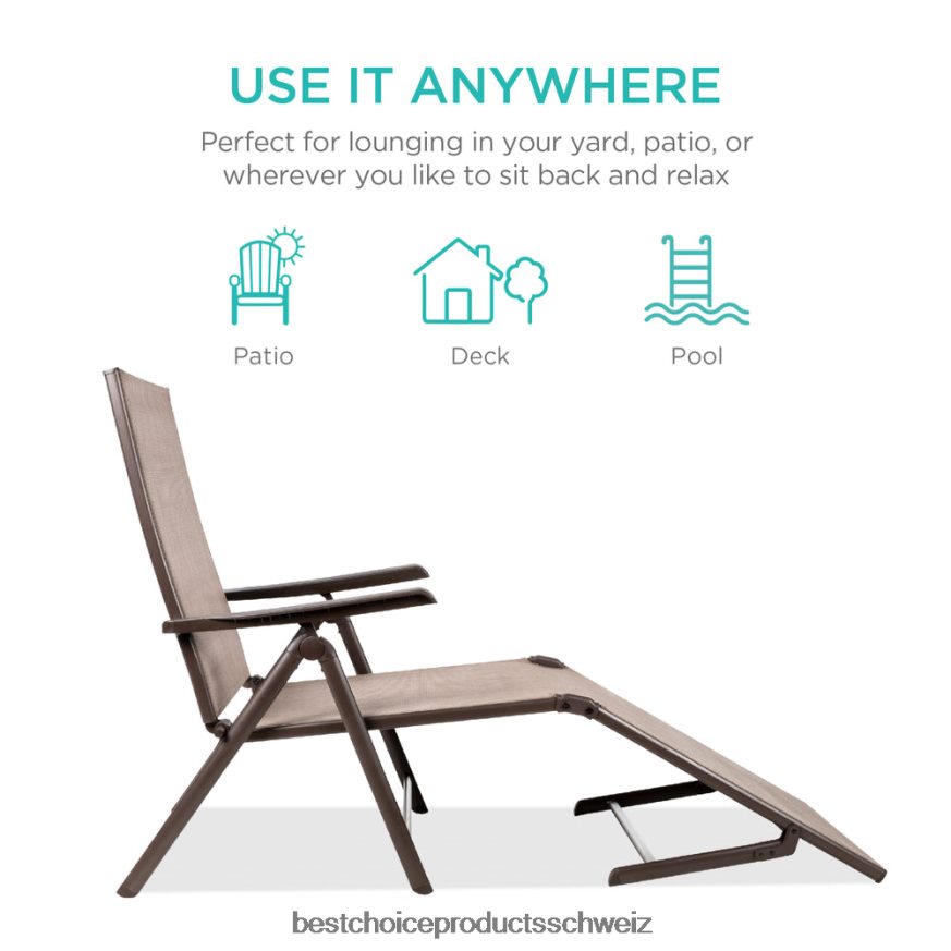 Best Choice Products Set bestehend aus 2 Chaiselongues für den Außenbereich mit rostbeständigem Rahmen braun 2JD022824