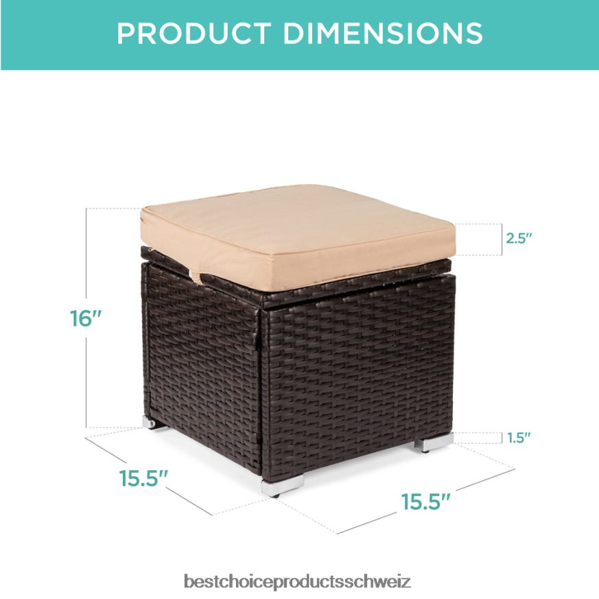 Best Choice Products Set mit 2 Ottomanen aus Korbgeflecht, vielseitig einsetzbar, mit abnehmbaren Kissen, Stahlrahmen braun/beige 2JD022893