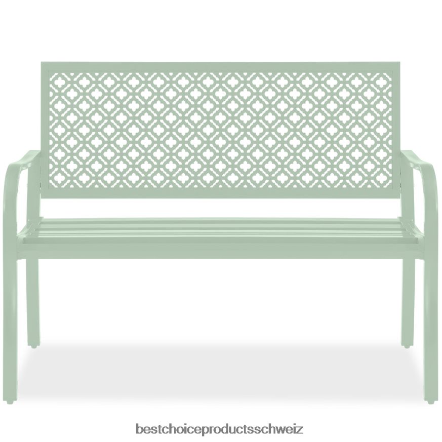 Best Choice Products Stahlbank für den Innen- und Außenbereich mit geometrischer Rückenlehne und Fußausgleichern minzgrün 2JD0221451