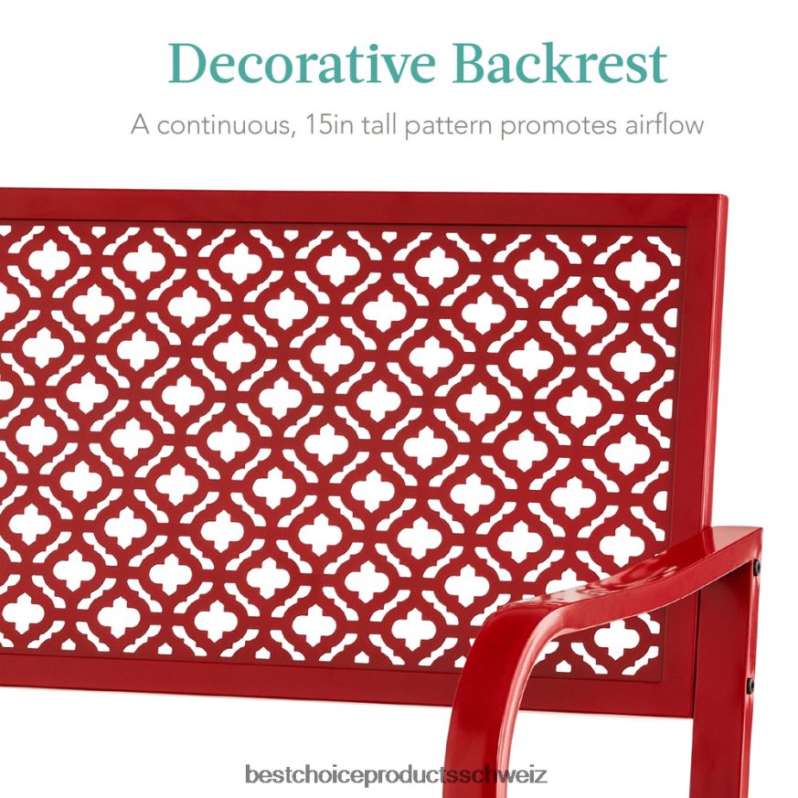 Best Choice Products Stahlbank für den Innen- und Außenbereich mit geometrischer Rückenlehne und Fußausgleichern rosarot 2JD0221450