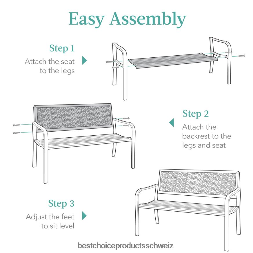 Best Choice Products Stahlbank für den Innen- und Außenbereich mit geometrischer Rückenlehne und Fußausgleichern rosarot 2JD0221450