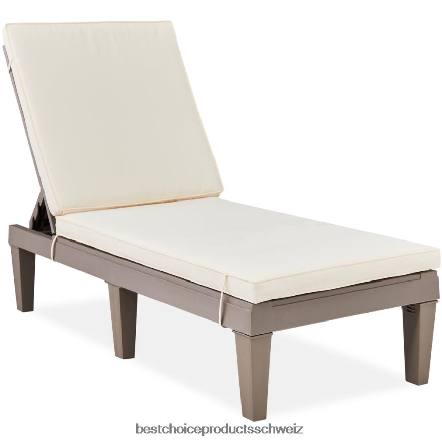 Best Choice Products Terrassen-Loungesessel für den Außenbereich, Chaiselongue aus Kunstharz mit Sitzkissen, 5 Positionen braun/elfenbein 2JD0221469