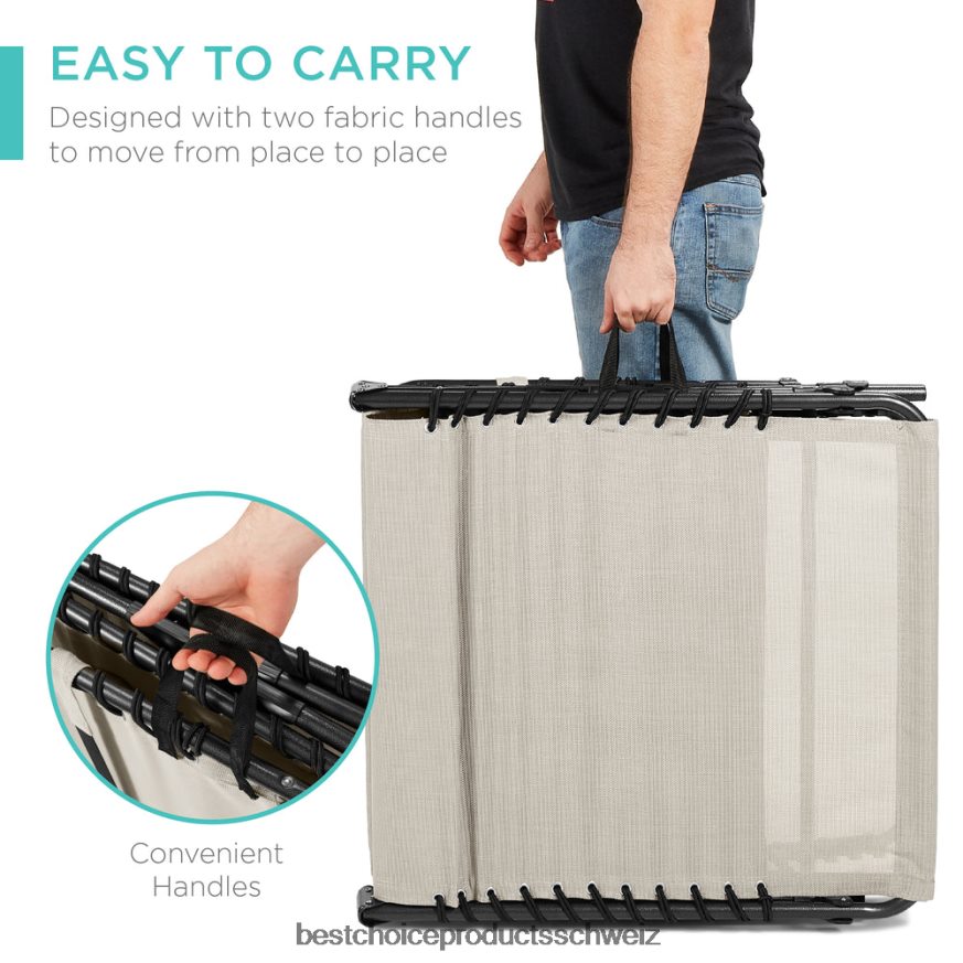 Best Choice Products Tragbarer Terrassen-Chaiselongue-Stuhl für den Außenbereich mit Kissen Elfenbein 2JD022834