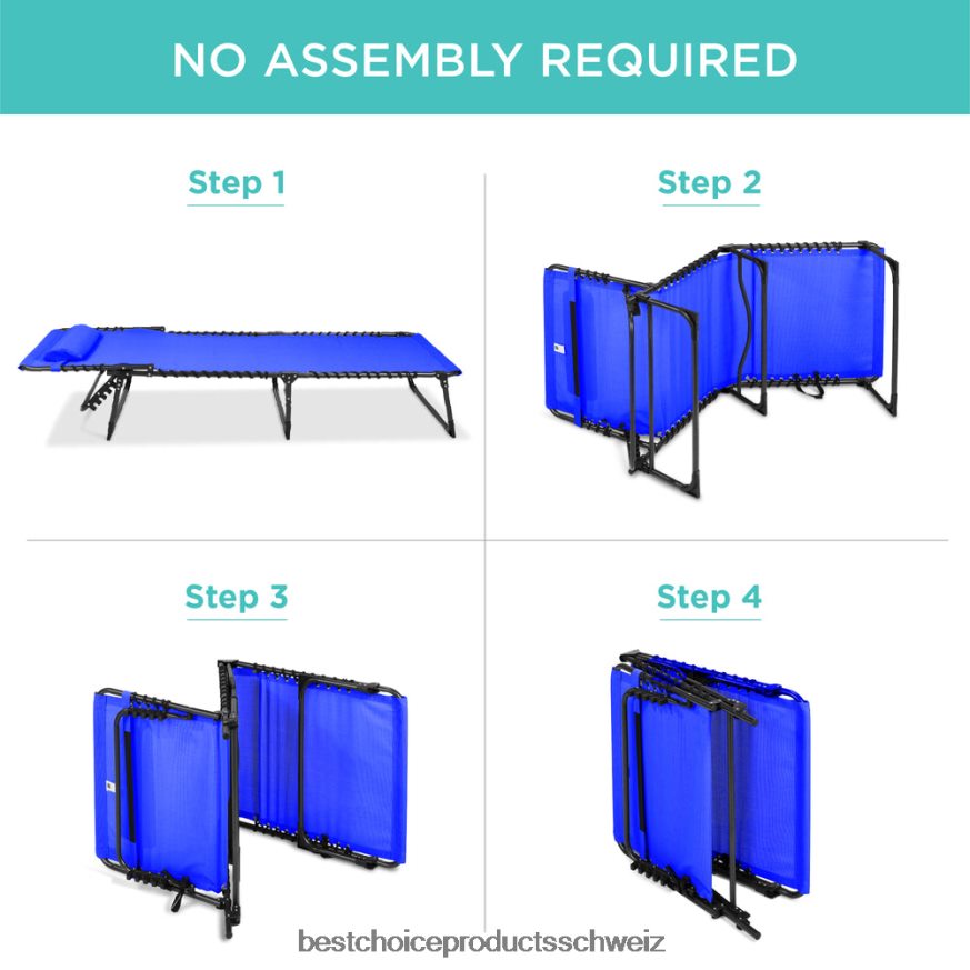 Best Choice Products Tragbarer Terrassen-Chaiselongue-Stuhl für den Außenbereich mit Kissen Resort blau 2JD022838