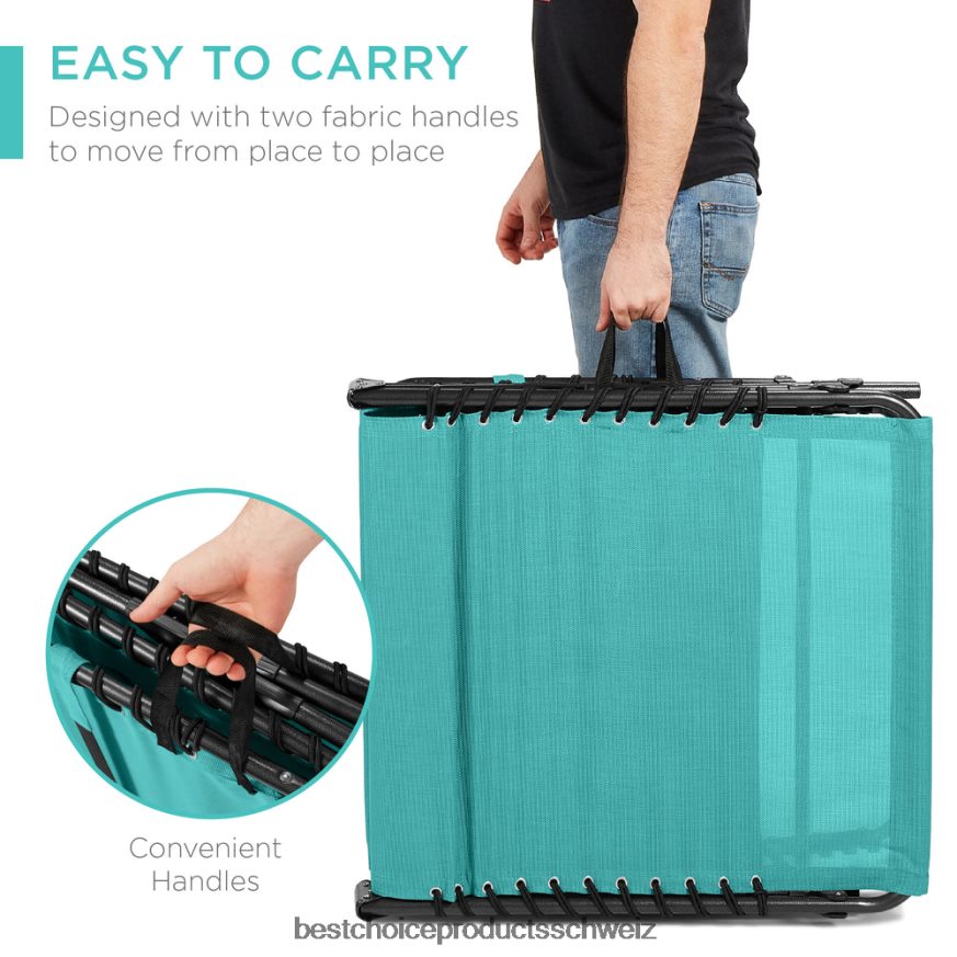 Best Choice Products Tragbarer Terrassen-Chaiselongue-Stuhl für den Außenbereich mit Kissen blaugrün 2JD022840