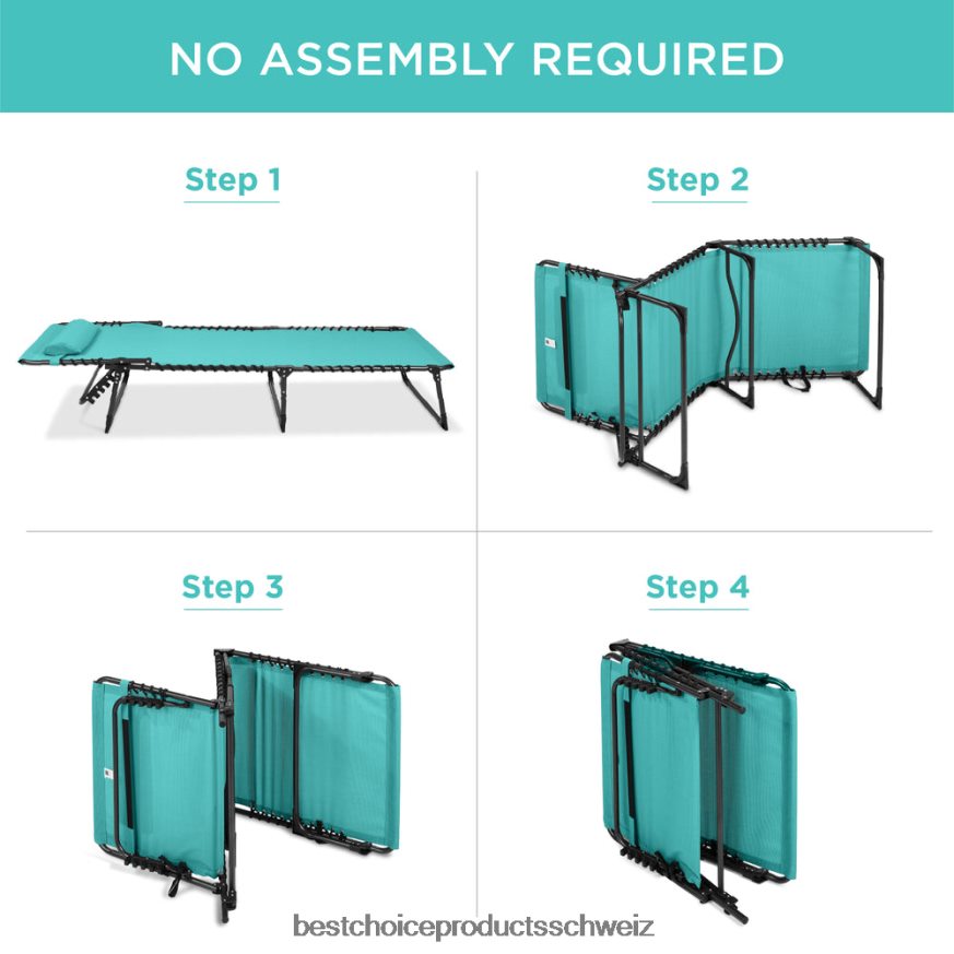 Best Choice Products Tragbarer Terrassen-Chaiselongue-Stuhl für den Außenbereich mit Kissen blaugrün 2JD022840