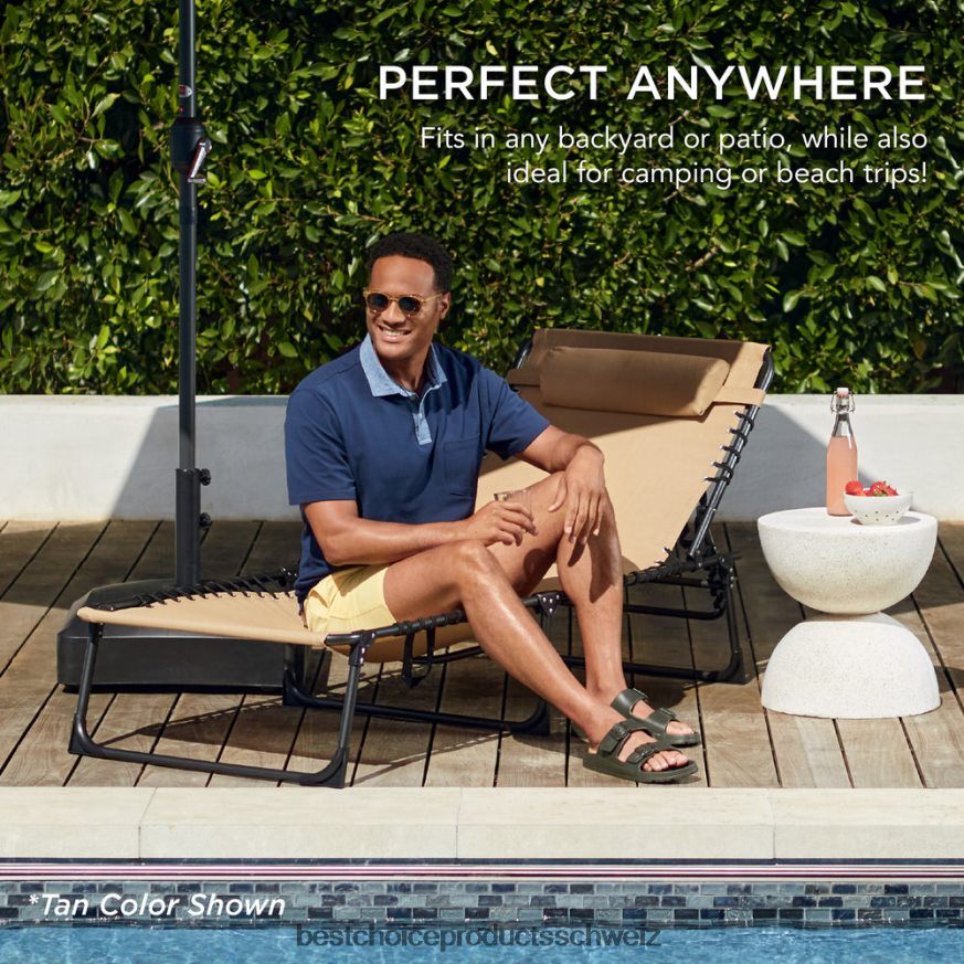 Best Choice Products Tragbarer Terrassen-Chaiselongue-Stuhl für den Außenbereich mit Kissen blaugrün 2JD022840