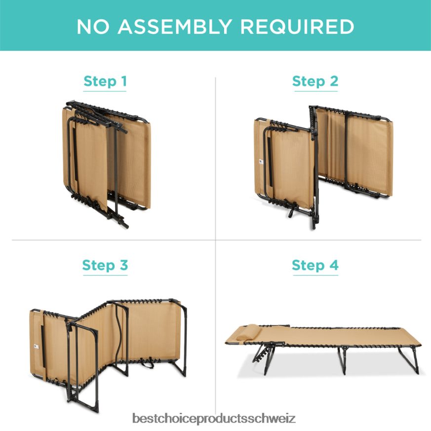 Best Choice Products Tragbarer Terrassen-Chaiselongue-Stuhl für den Außenbereich mit Kissen bräunen 2JD022831