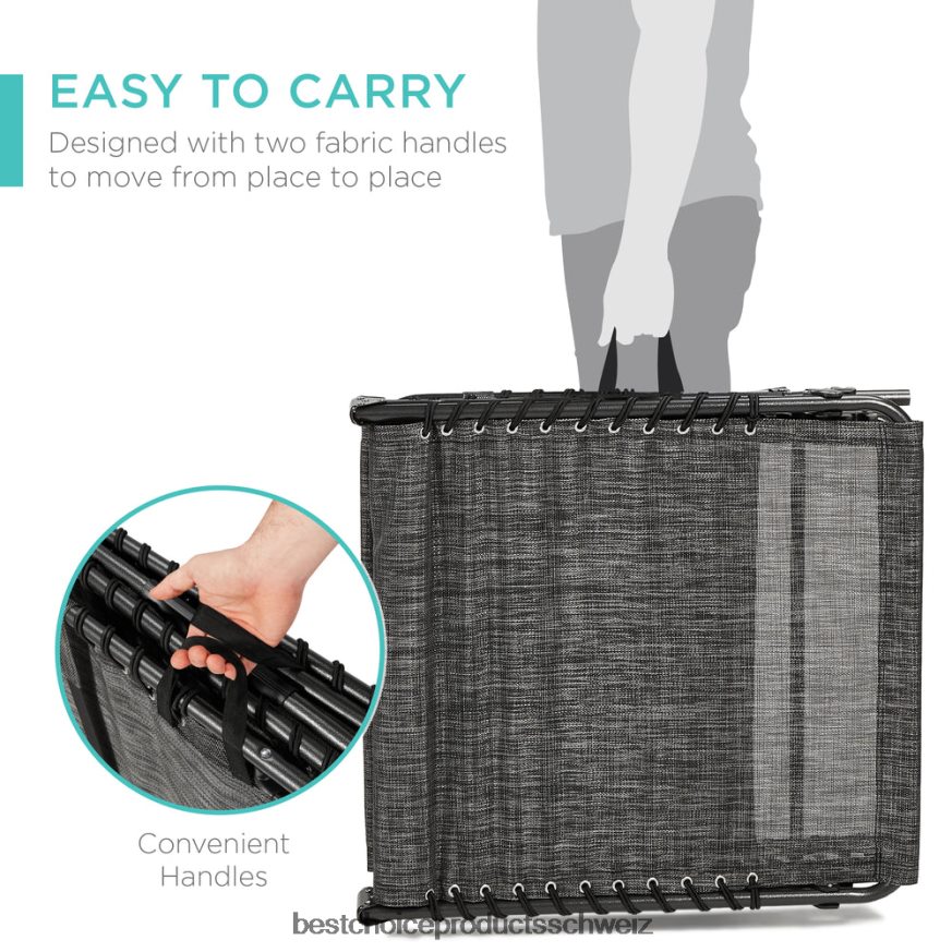 Best Choice Products Tragbarer Terrassen-Chaiselongue-Stuhl für den Außenbereich mit Kissen grau 2JD022830