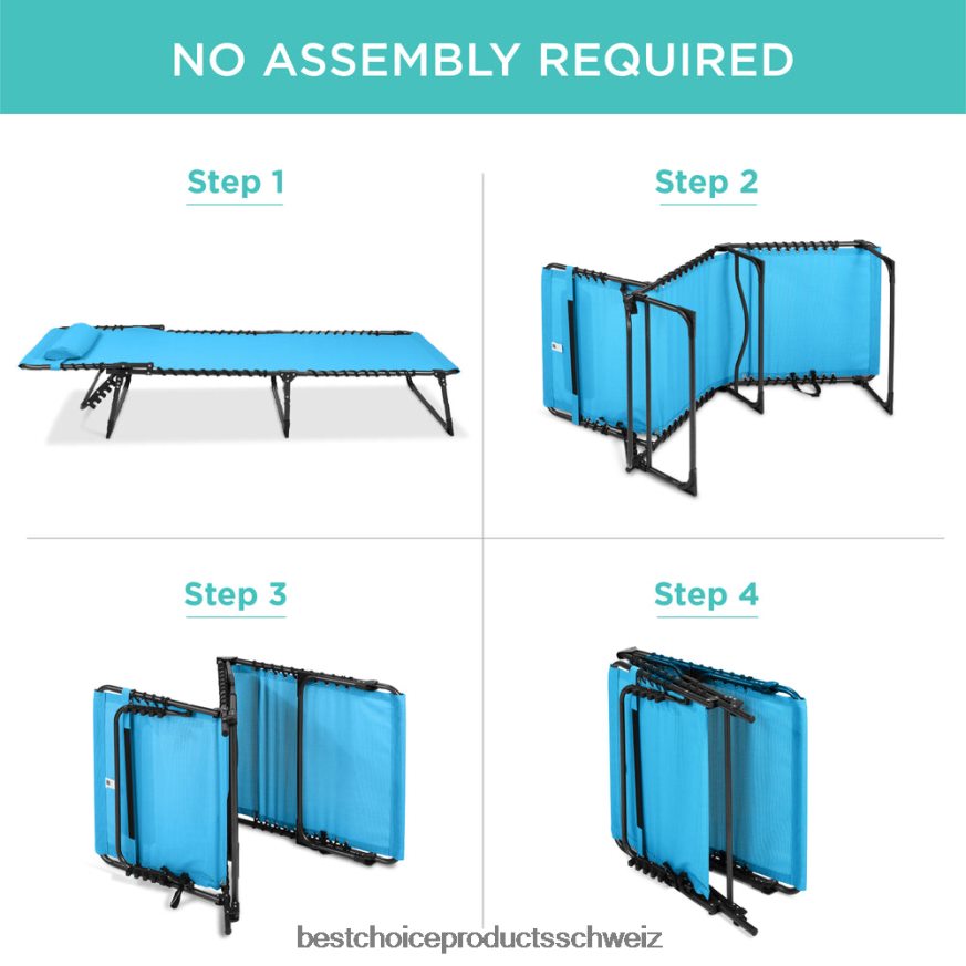 Best Choice Products Tragbarer Terrassen-Chaiselongue-Stuhl für den Außenbereich mit Kissen hellblau 2JD022835