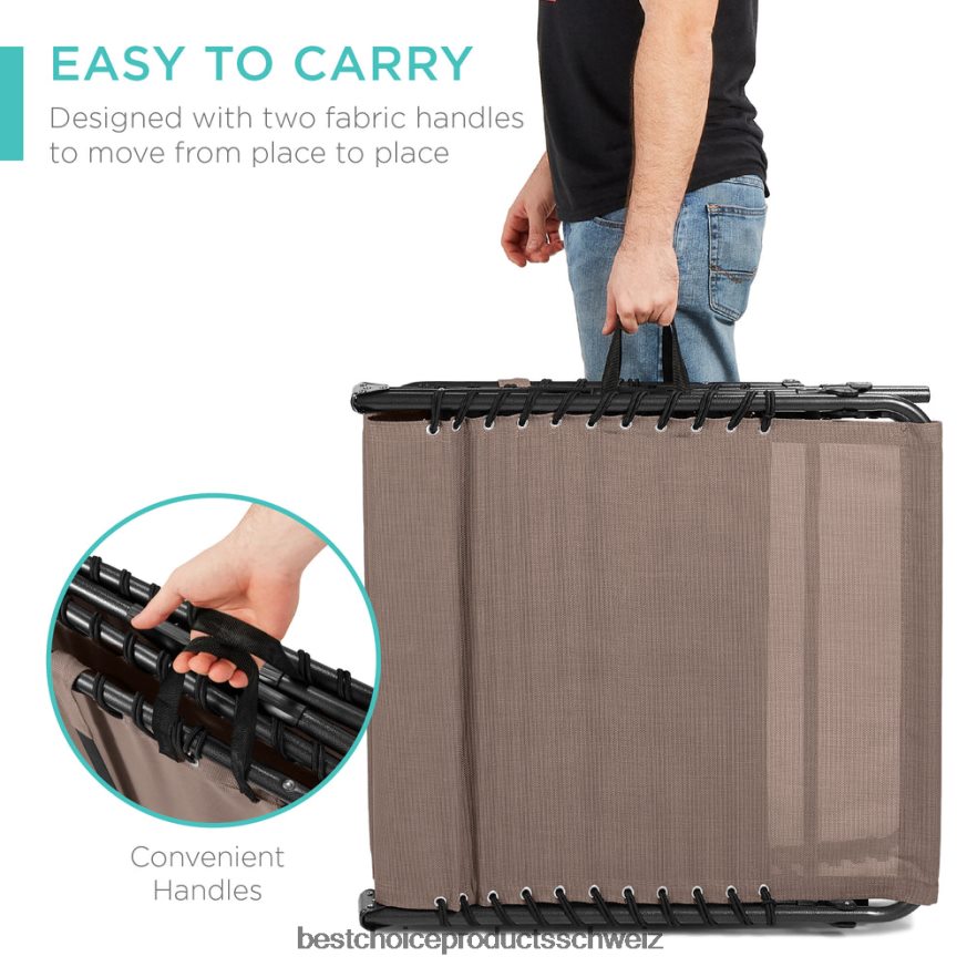 Best Choice Products Tragbarer Terrassen-Chaiselongue-Stuhl für den Außenbereich mit Kissen warmes Taupe 2JD022833