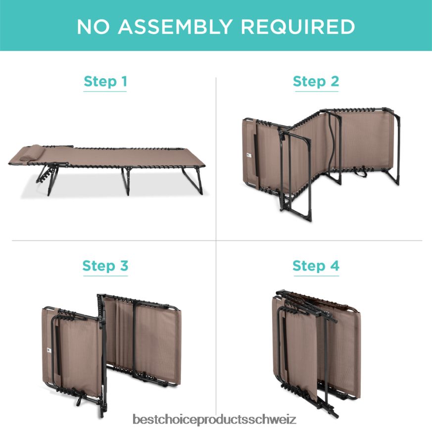 Best Choice Products Tragbarer Terrassen-Chaiselongue-Stuhl für den Außenbereich mit Kissen warmes Taupe 2JD022833