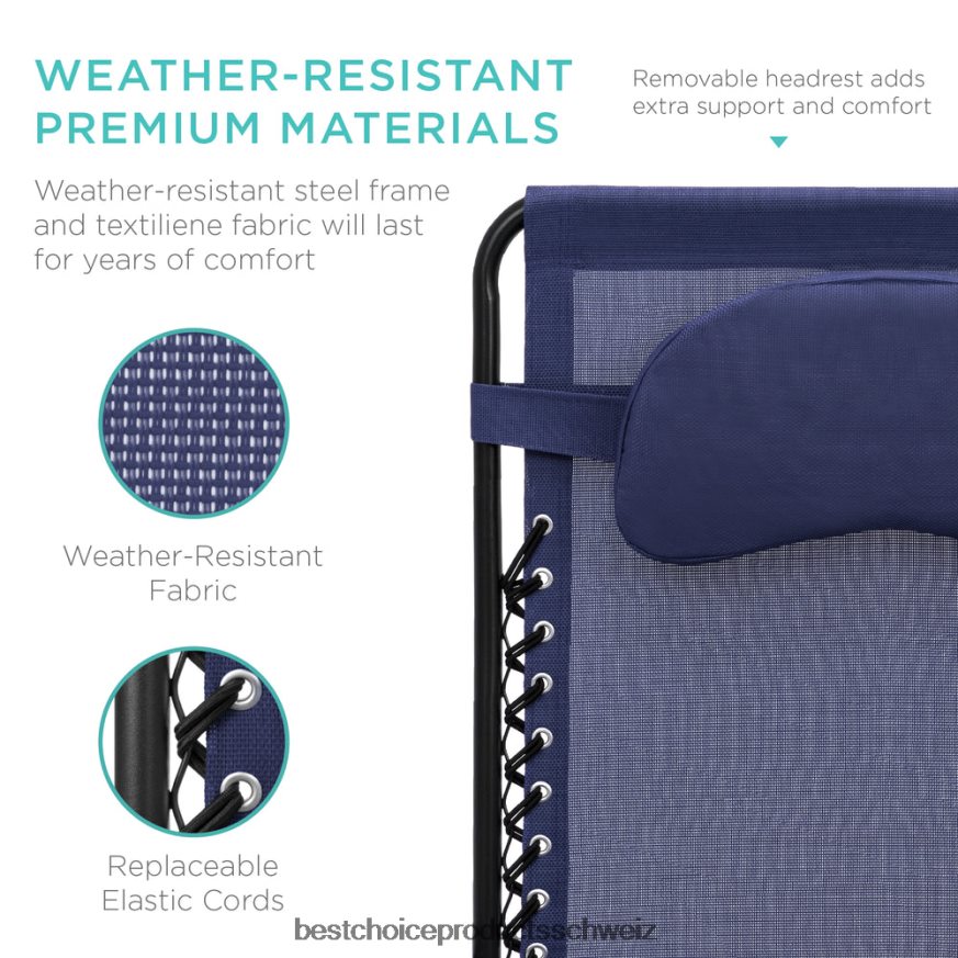 Best Choice Products Übergroßer Schwerelosigkeits-Liegestuhl mit Getränkehalter und Kissen Marine 2JD0221327
