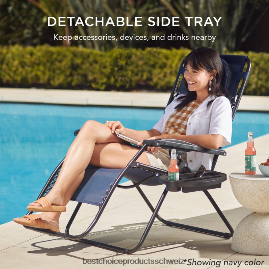 Best Choice Products Übergroßer Schwerelosigkeits-Liegestuhl mit Getränkehalter und Kissen braun 2JD0221332