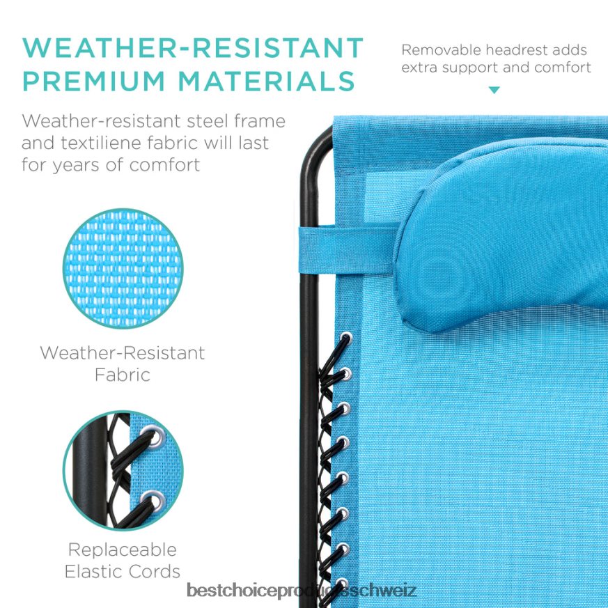 Best Choice Products Übergroßer Schwerelosigkeits-Liegestuhl mit Getränkehalter und Kissen hellblau 2JD0221329