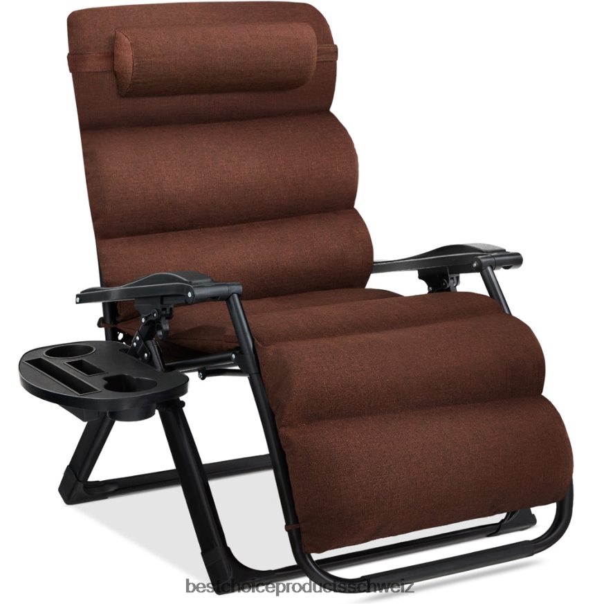Best Choice Products Übergroßer Schwerelosigkeitsstuhl, klappbarer Outdoor-Liegestuhl mit abnehmbarem Kissen Waldbraun 2JD0221431