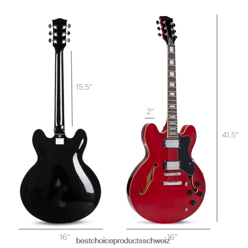 Best Choice Products All-Inclusive-Set für E-Gitarren mit Halbhohlkörper Rot 2JD0221037