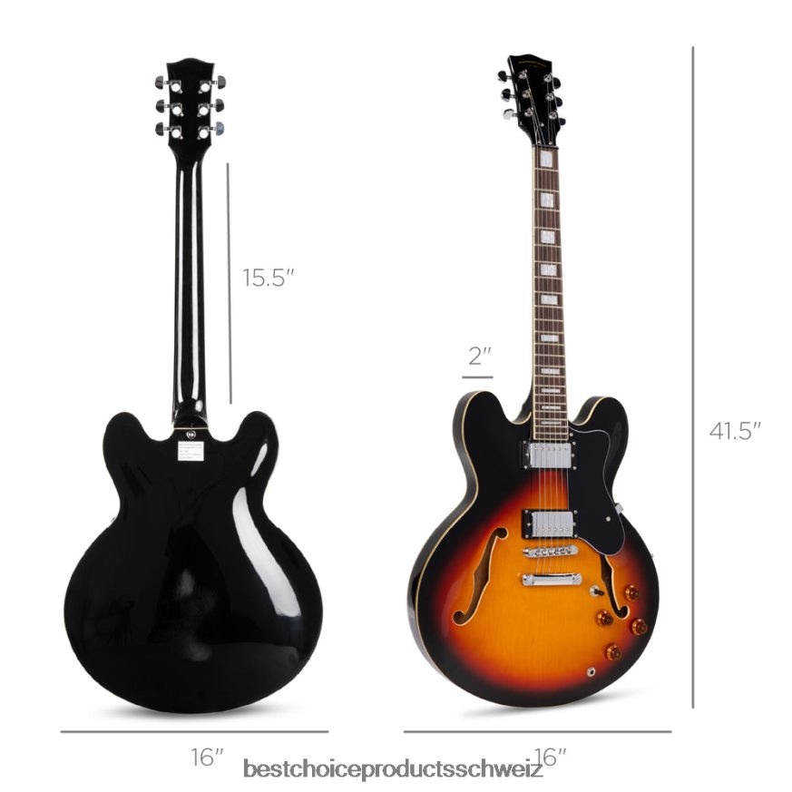 Best Choice Products All-Inclusive-Set für E-Gitarren mit Halbhohlkörper Sonnendurchbruch 2JD0221036