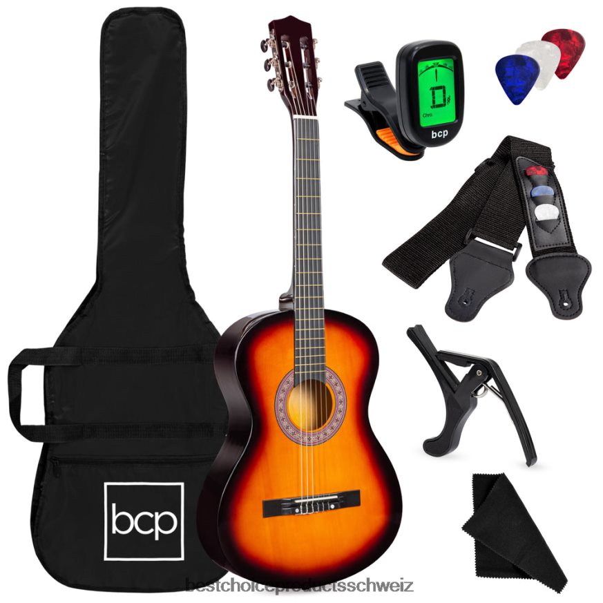 Best Choice Products Einsteiger-Akustikgitarrenset mit Koffer, Gurt, digitalem Stimmgerät und Saiten Sonnendurchbruch 2JD0221113