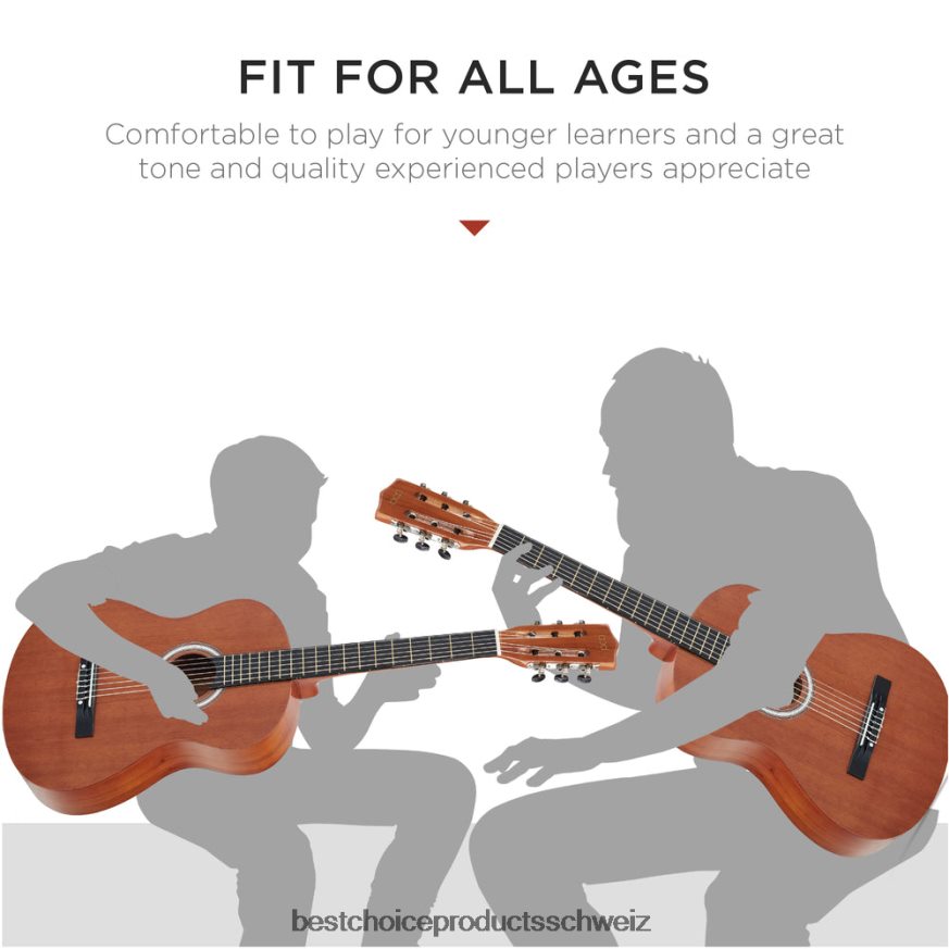 Best Choice Products Einsteiger-Akustikgitarrenset mit Koffer, Gurt, digitalem Stimmgerät und Saiten natürliches Mahagoni 2JD0221121