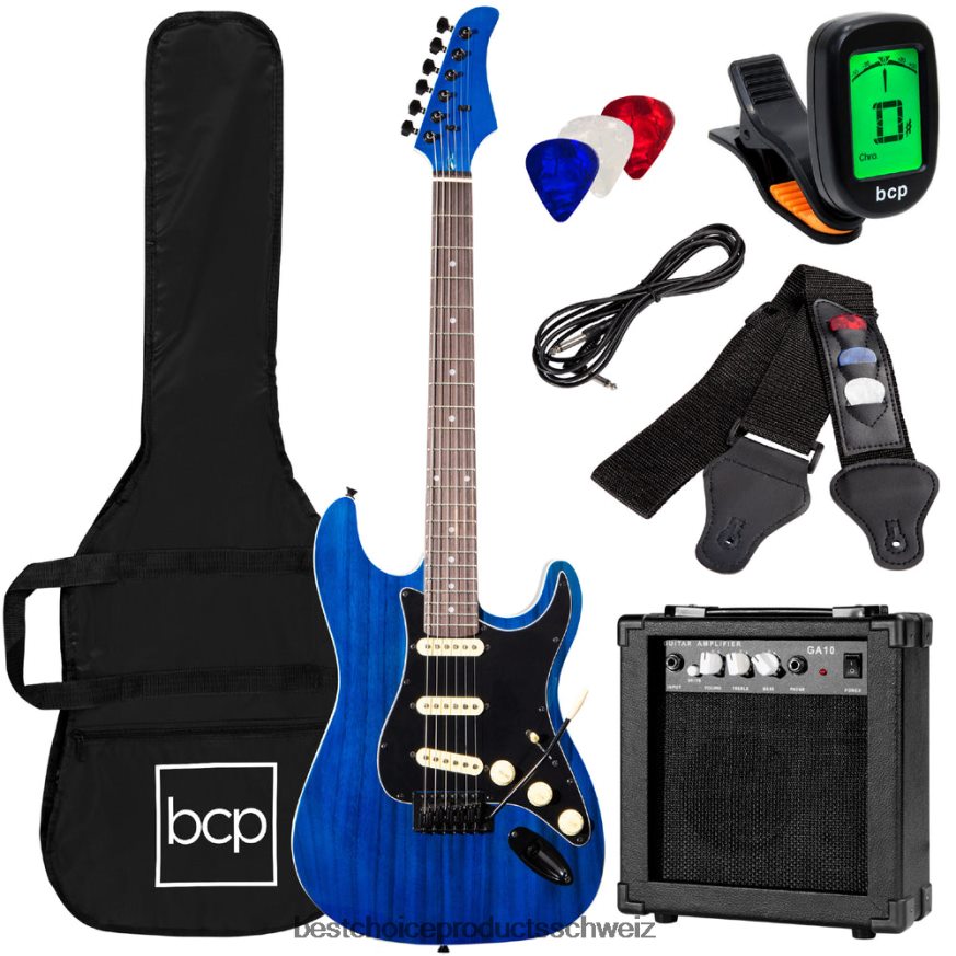 Best Choice Products Einsteiger-E-Gitarren-Set mit Koffer, 10-W-Verstärker und Tremolo-Stange Mitternachtsblau 2JD0221100