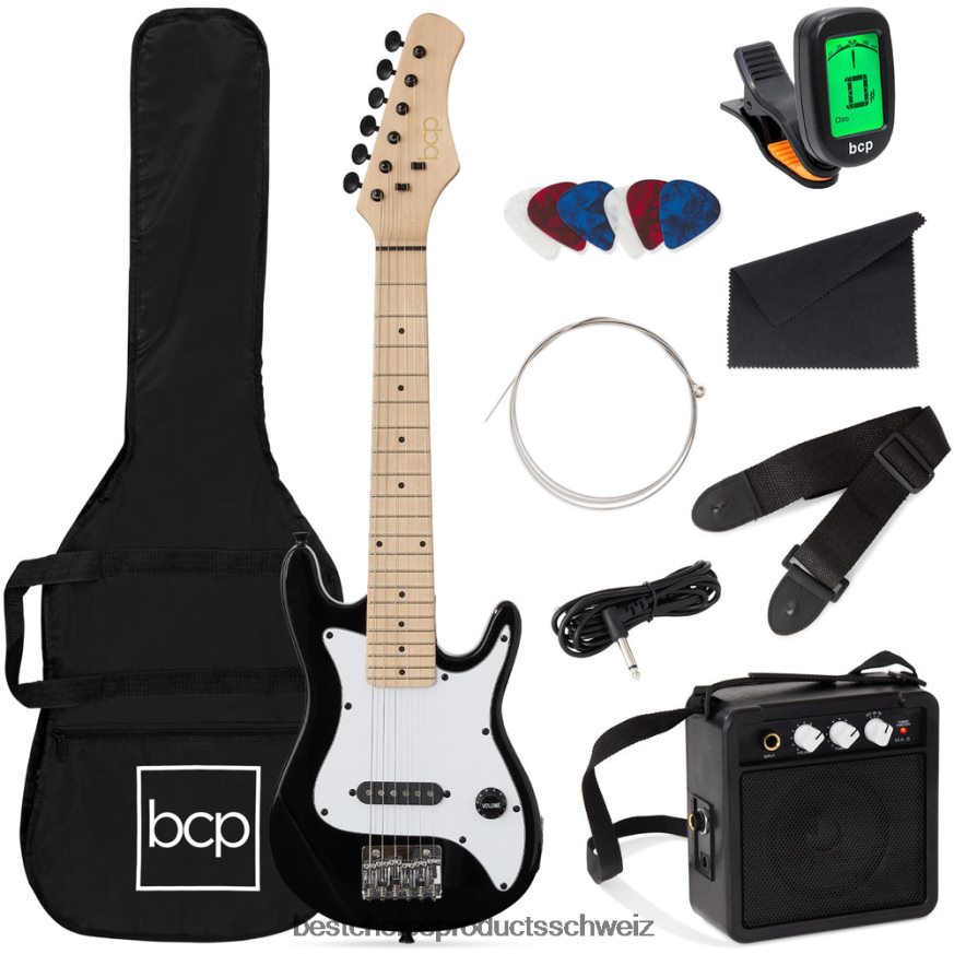 Best Choice Products Einsteiger-Starterkit für E-Gitarre für Kinder mit 5-W-Verstärker Schwarz 2JD0221081