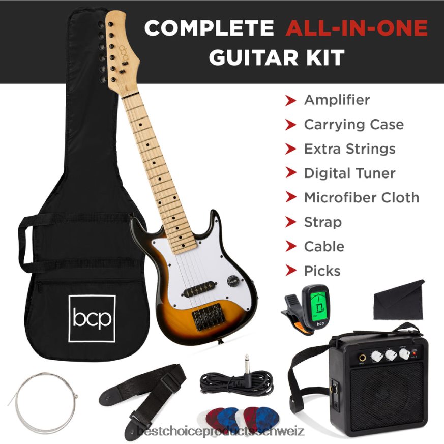 Best Choice Products Einsteiger-Starterkit für E-Gitarre für Kinder mit 5-W-Verstärker Sonnendurchbruch 2JD0221085