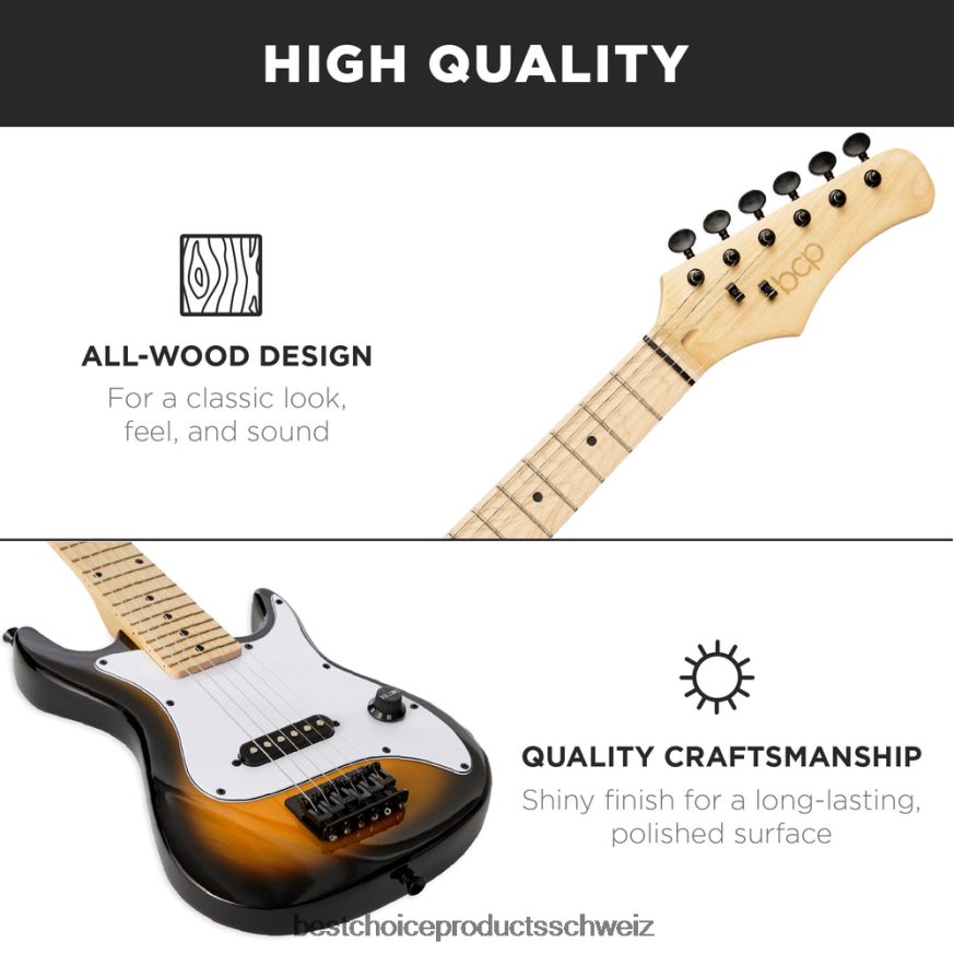 Best Choice Products Einsteiger-Starterkit für E-Gitarre für Kinder mit 5-W-Verstärker Sonnendurchbruch 2JD0221085