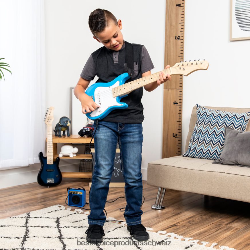 Best Choice Products Einsteiger-Starterkit für E-Gitarre für Kinder mit 5-W-Verstärker hellblau 2JD0221082
