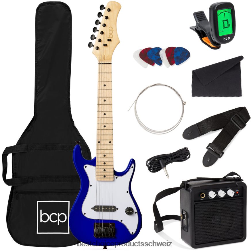 Best Choice Products Einsteiger-Starterkit für E-Gitarre für Kinder mit 5-W-Verstärker metallisches Blau 2JD0221089