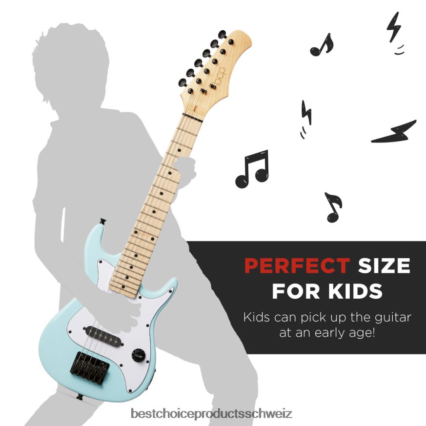 Best Choice Products Einsteiger-Starterkit für E-Gitarre für Kinder mit 5-W-Verstärker puderblau 2JD0221088