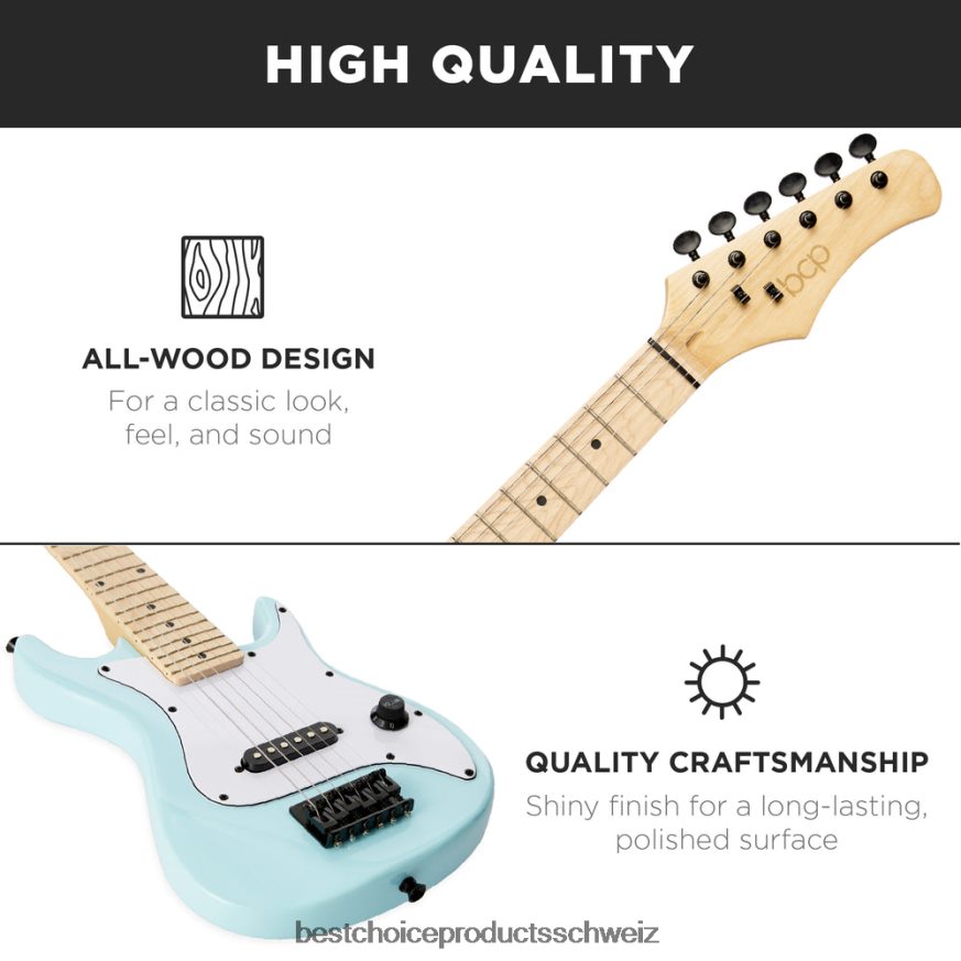 Best Choice Products Einsteiger-Starterkit für E-Gitarre für Kinder mit 5-W-Verstärker puderblau 2JD0221088