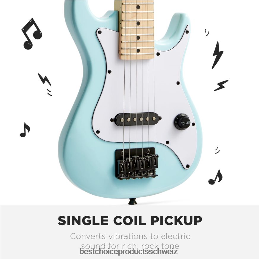 Best Choice Products Einsteiger-Starterkit für E-Gitarre für Kinder mit 5-W-Verstärker puderblau 2JD0221088