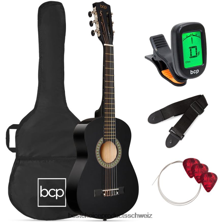 Best Choice Products Einsteiger-Starterset für Akustikgitarre für Kinder mit Tragetasche Schwarz 2JD0221046