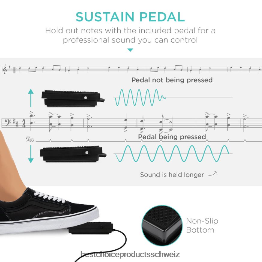 Best Choice Products Digitalpiano-Set mit 88 Tasten, halbgewichteten Tasten, Ständer und Sustain-Pedal Weiß 2JD0221130