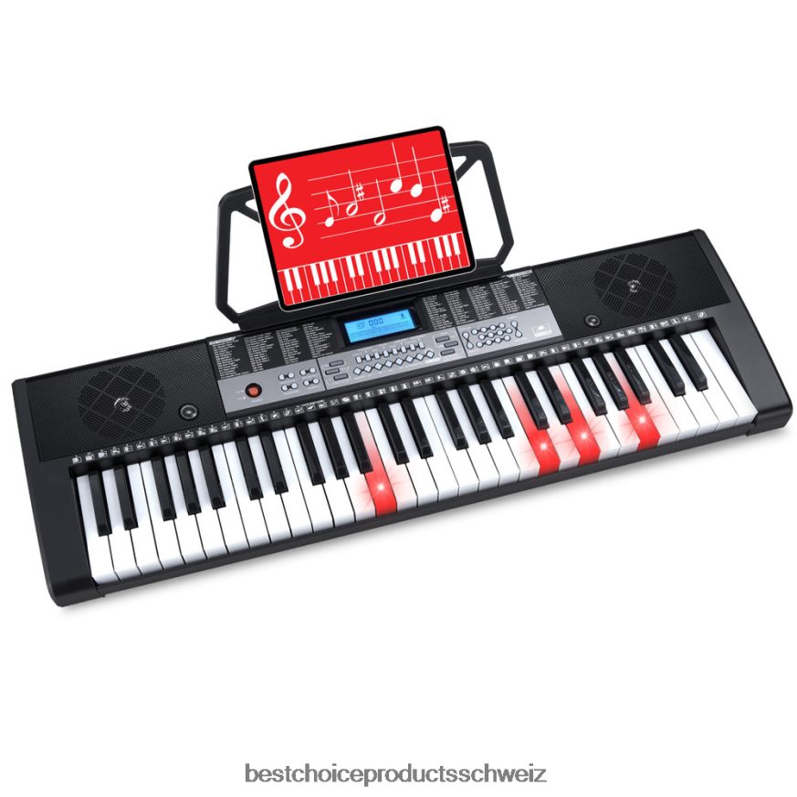 Best Choice Products Einsteiger-Klavierset mit elektronischer Tastatur und 54 Tasten, beleuchteten Tasten und LCD-Bildschirm Schwarz 2JD0221138