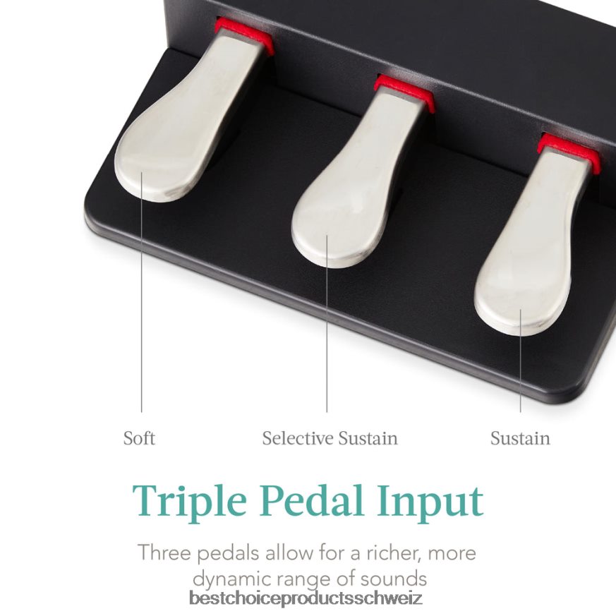 Best Choice Products Gewichtetes Digitalpiano-Set in voller Größe mit 88 Tasten, U-Ständer und 3 Sustain-Pedaleinheiten Schwarz 2JD0221148
