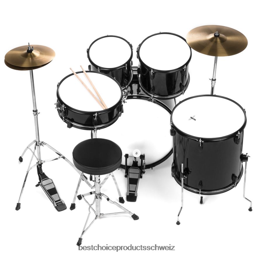 Best Choice Products 5-teiliges Schlagzeugset in voller Größe für Erwachsene Schwarz 2JD0221149